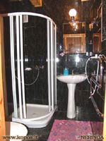 Higienos kambaryje – dušo kabina, prausyklė ir WC