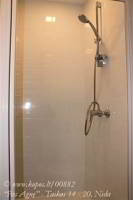 Higienos kambaryje - praustuvė su veidrodžiu, dušas ir WC
