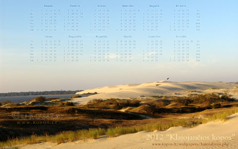Kopų kalendoriai - Klajojančios kopos 2012